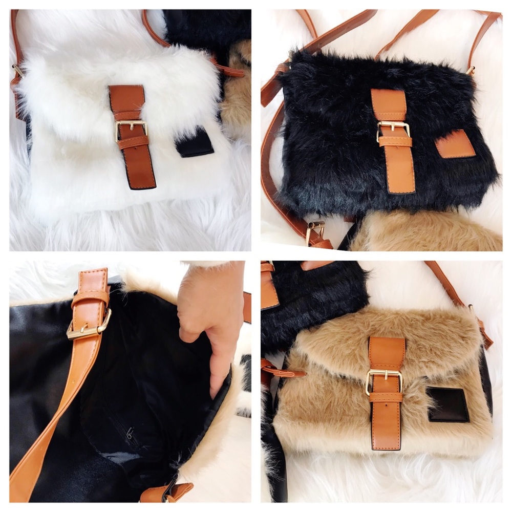 1 left!!! Faux shaggy fur crossbody bag - Picture 4 of 7